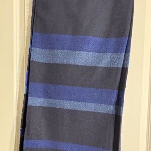 Raj Designer Dark Navy and Blue Striped Wool Blend Shawl/Rowena